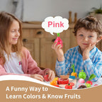 WHOLL - Juego de 45 piezas de comida de madera para niños, juguetes de