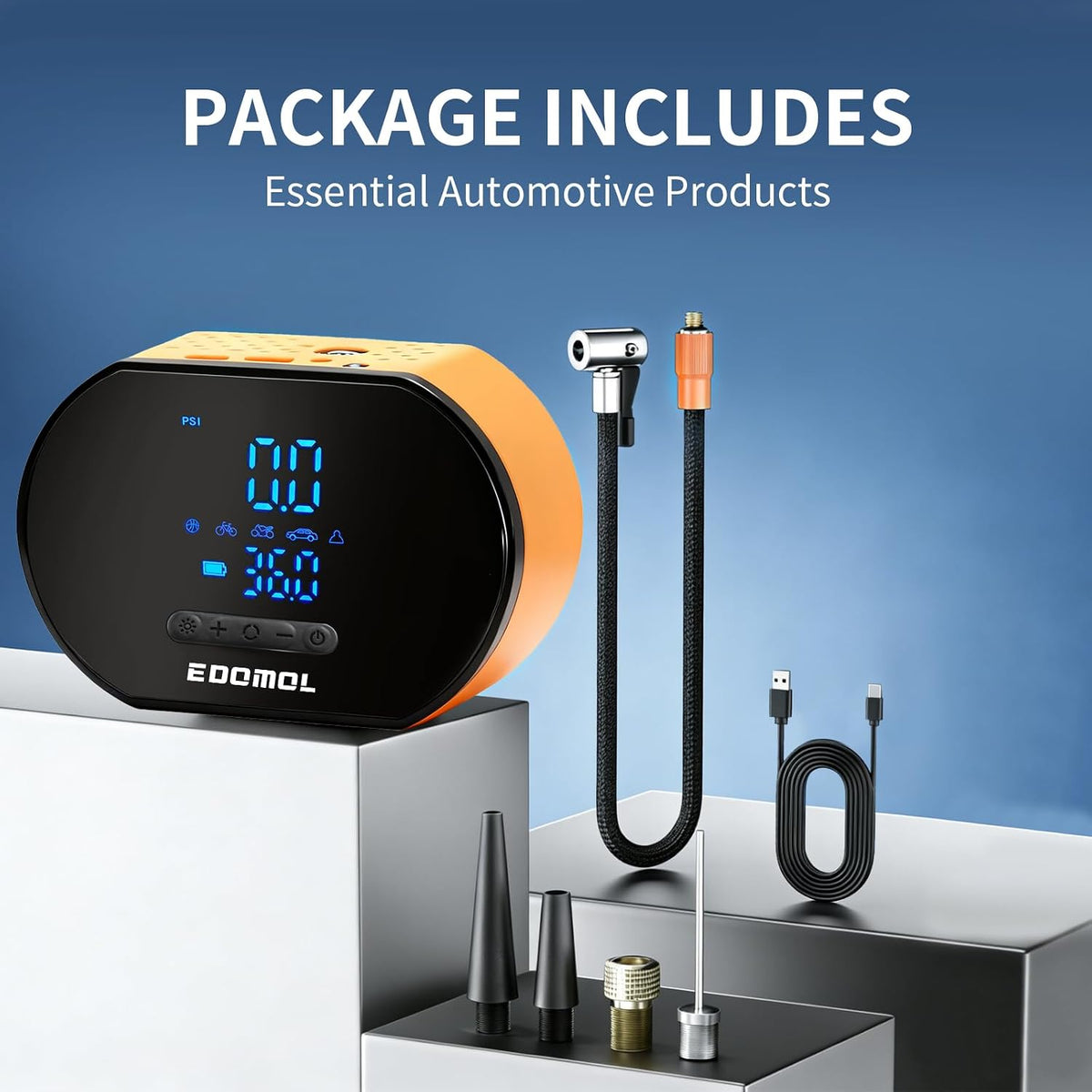 EDOMOL Compresor de aire portátil para inflado de neumáticos, bomba...