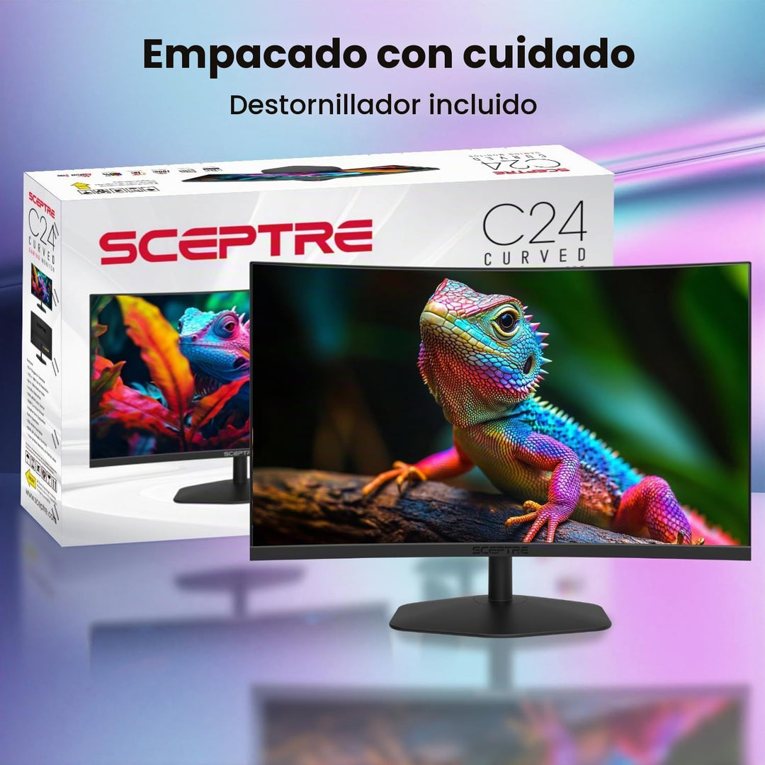 ¡Nuevo! Sceptre - Monitor curvo para juegos de 24 pulgadas, 1ms, 10...