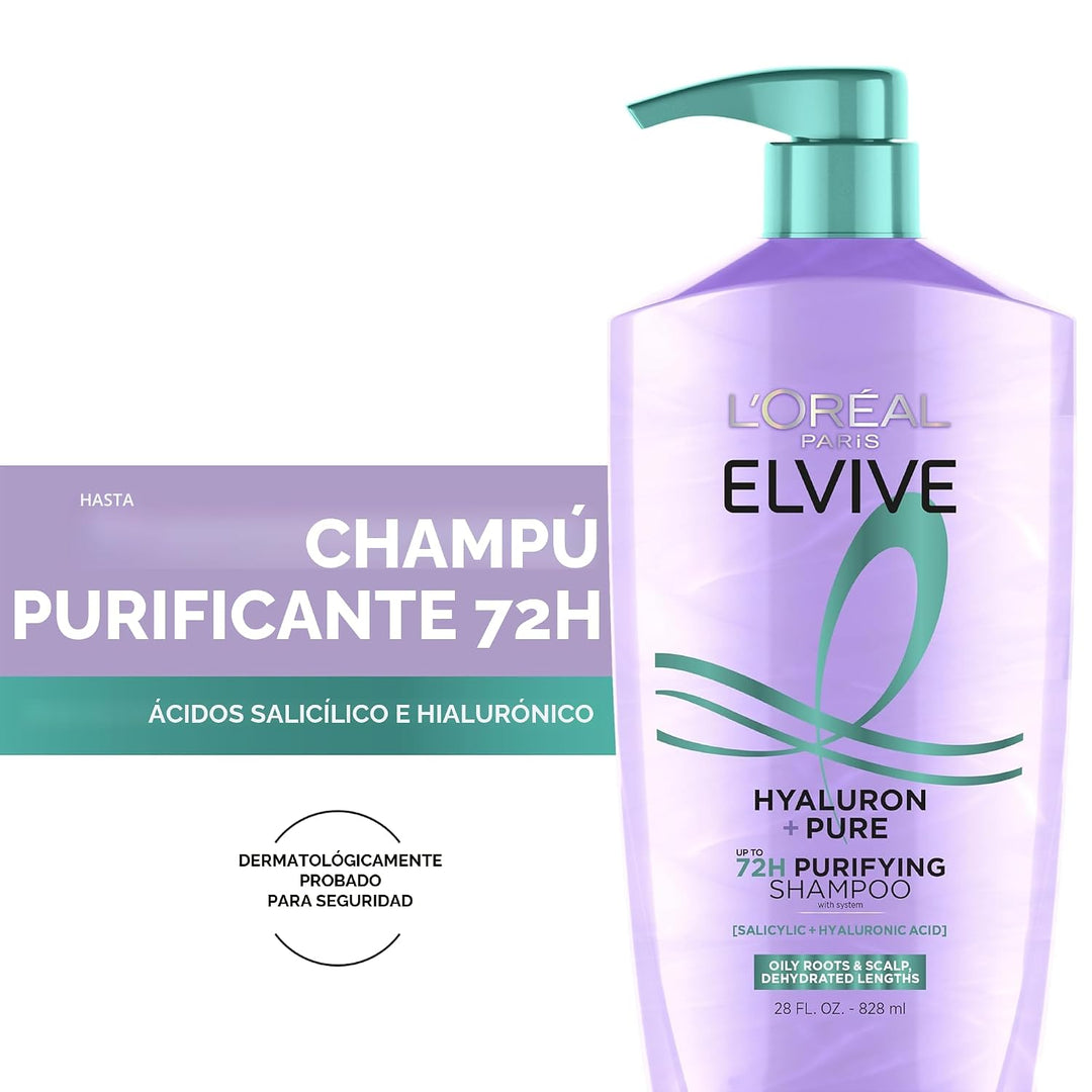 L'Oreal Paris Elvive Hyaluron + Pure - Juego de champú y acondi...