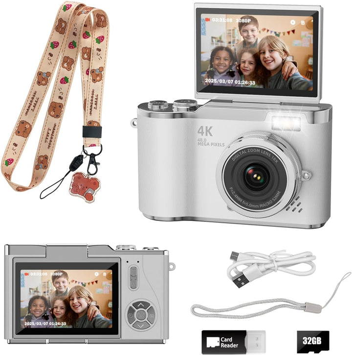 HEYMAO Cámara digital para niños, cámara digital 4K para fotografía...