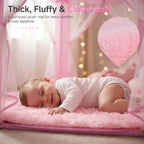 Tienda de campaña de princesa para niñas, casa de juegos grande para niños, castillo con luces de estrella, juguete para interiores y exteriores, 55 x 53 pulgadas (profundidad x alto) (princesa rosa con tapete de juego)