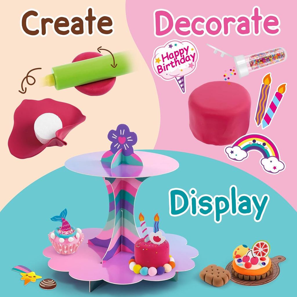 Drama Planet Mini kit de arcilla de postre para niños, haz y exhibe
