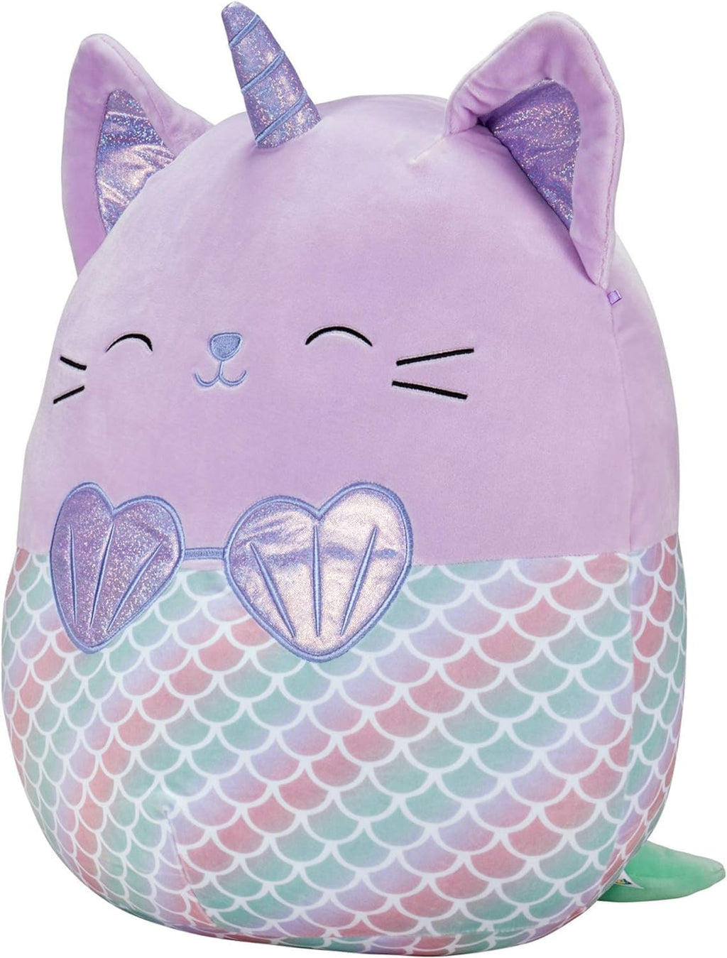 Squishmallows Peluche Kellytoy oficial de 16 pulgadas, Anya The Caticorn Mermaid, animal de peluche relleno ultrasuave juguete (exclusivo de Amazon)