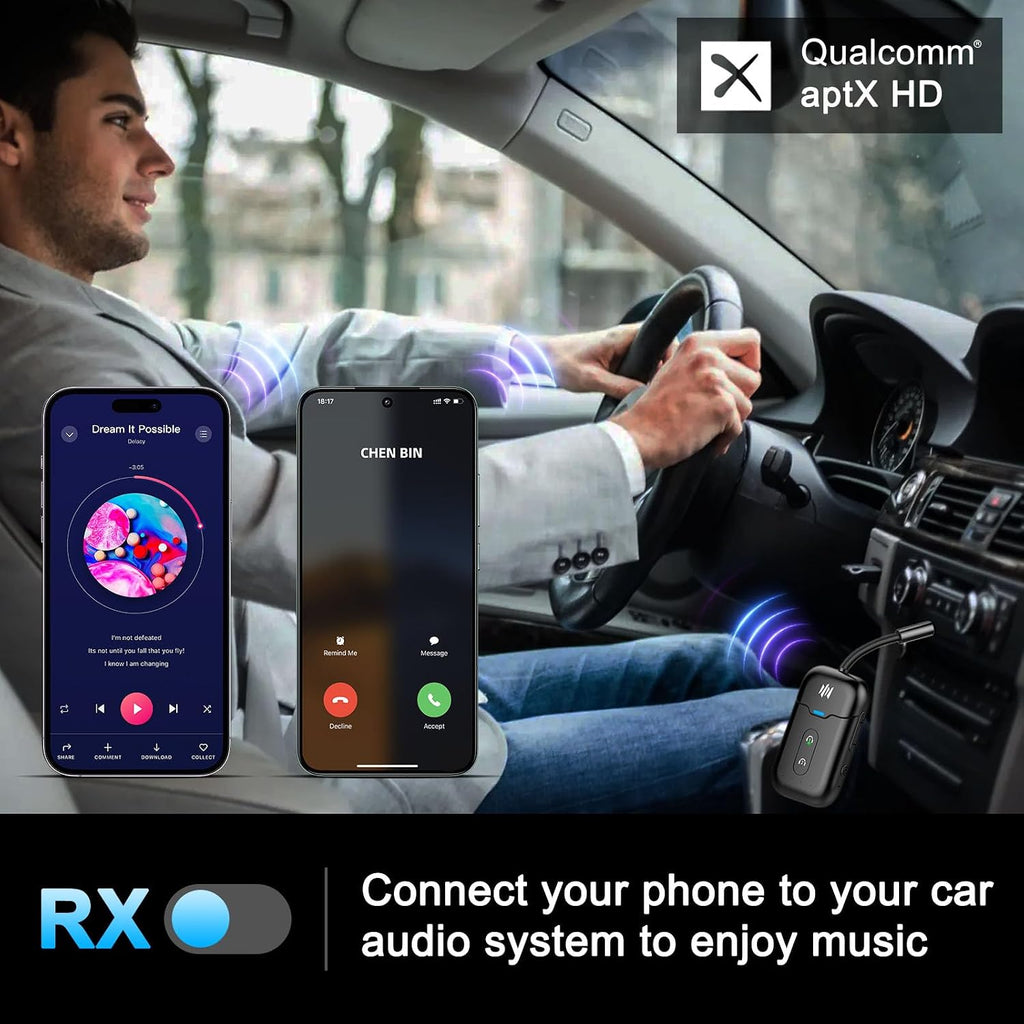 Receptor transmisor Bluetooth, adaptador de audio inalámbrico para avión/TV