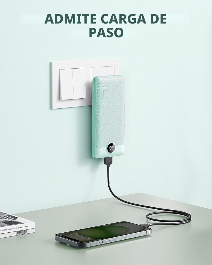 VRURC Cargador portátil con cables integrados y enchufe de pared de...