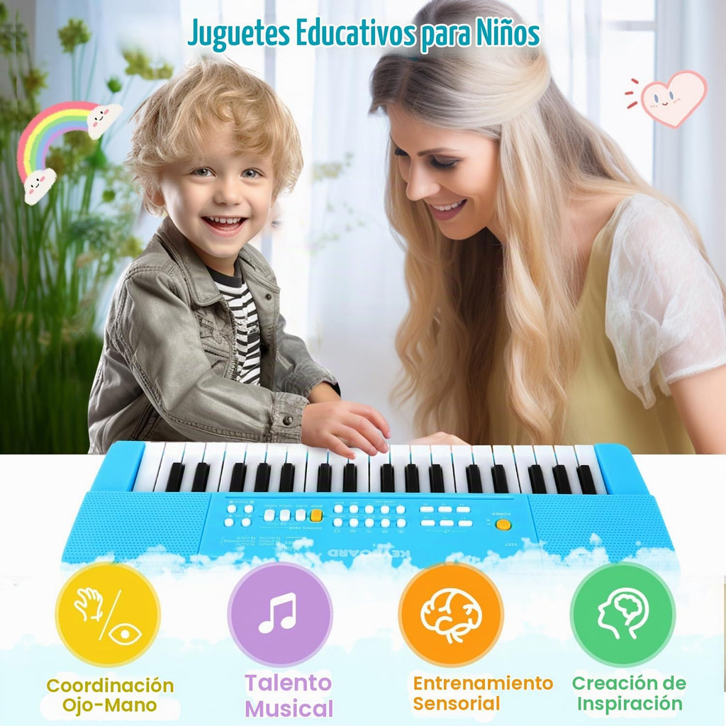 37 teclas para niños pequeños, teclado de piano eléctrico, pianos con micrófono