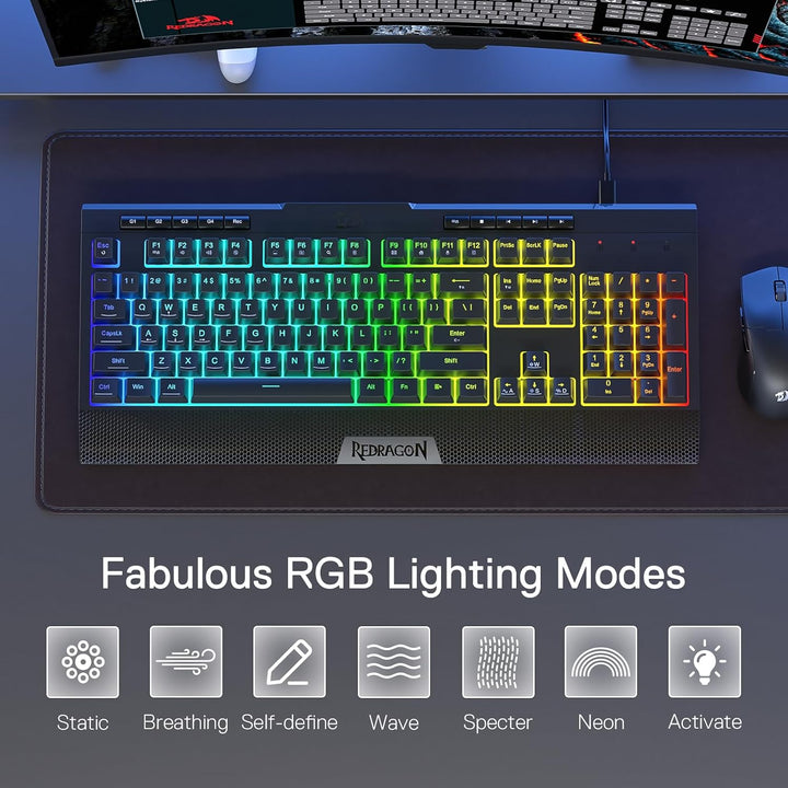 Redragon K525 RGB retroiluminado 104 teclas teclado para juegos de...