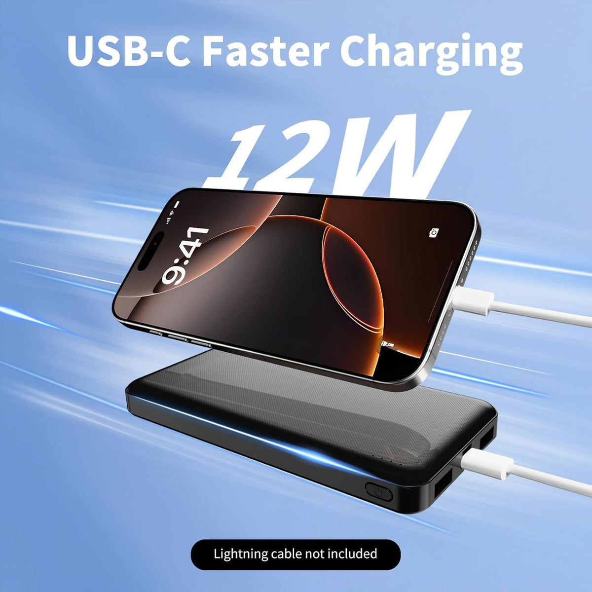 Paquete de 2 cargadores portátiles, banco de energía de 10000 mAh, A-negro y blanco