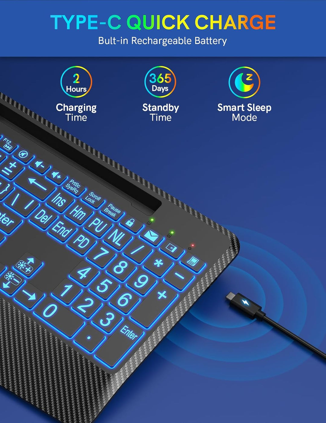 Teclado inalámbrico con retroiluminación de 7 colores, reposamuñeca...