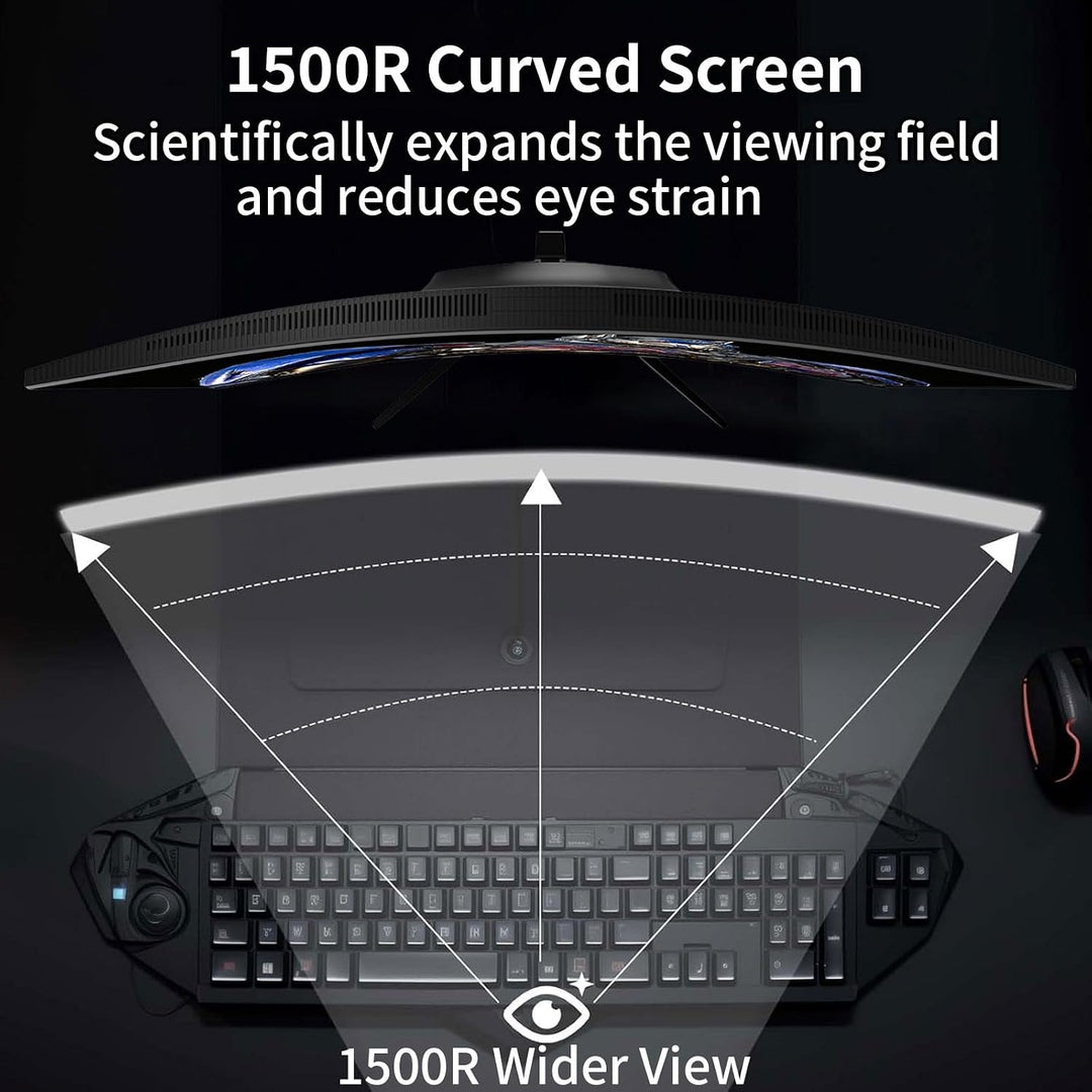 ZZA Monitor curvo para juegos 4K de 32 pulgadas 165Hz, altavoces in...