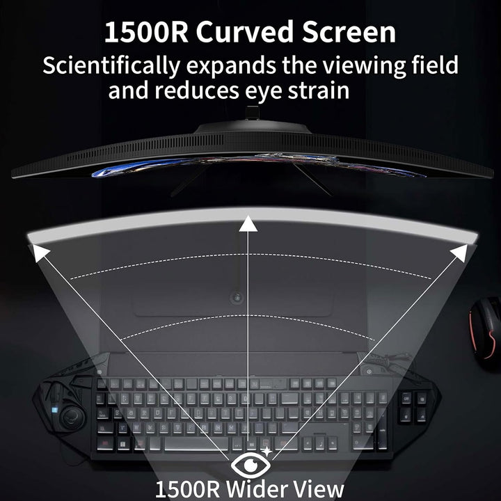 ZZA Monitor curvo para juegos 4K de 32 pulgadas 165Hz, altavoces in...