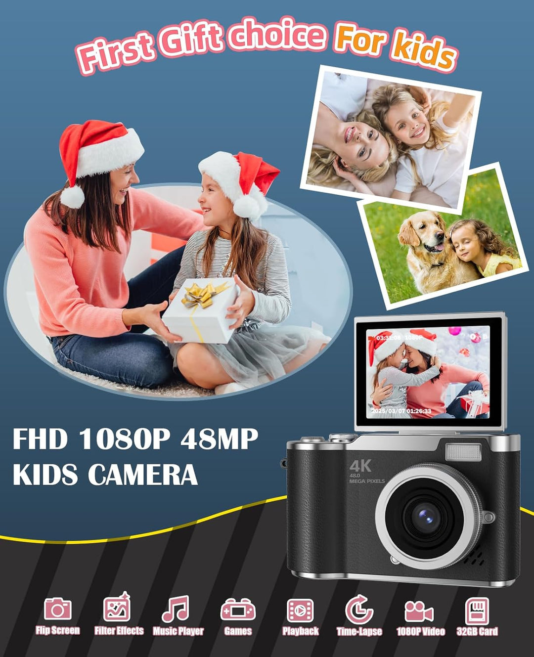 HEYMAO Cámara para niños, cámara digital 4K para fotografía, cámara...