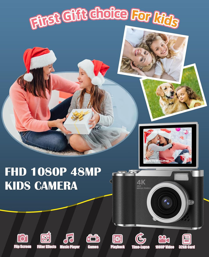 HEYMAO Cámara para niños, cámara digital 4K para fotografía, cámara...
