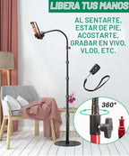 Soporte alto para teléfono celular con soporte ajustable en altura, base pesada, cabeza 360, compatible con iPhone 16, 16 Pro Max, 16 Plus, 15, 14, 13