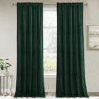 RYB HOME Cortinas opacas de terciopelo verde de 84 pulgadas para dormitorio