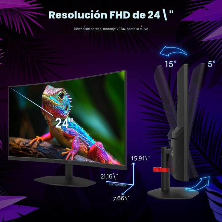 ¡Nuevo! Sceptre - Monitor curvo para juegos de 24 pulgadas, 1ms, 10...