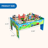 Mesa de tren 80 piezas de madera para niños con mesa