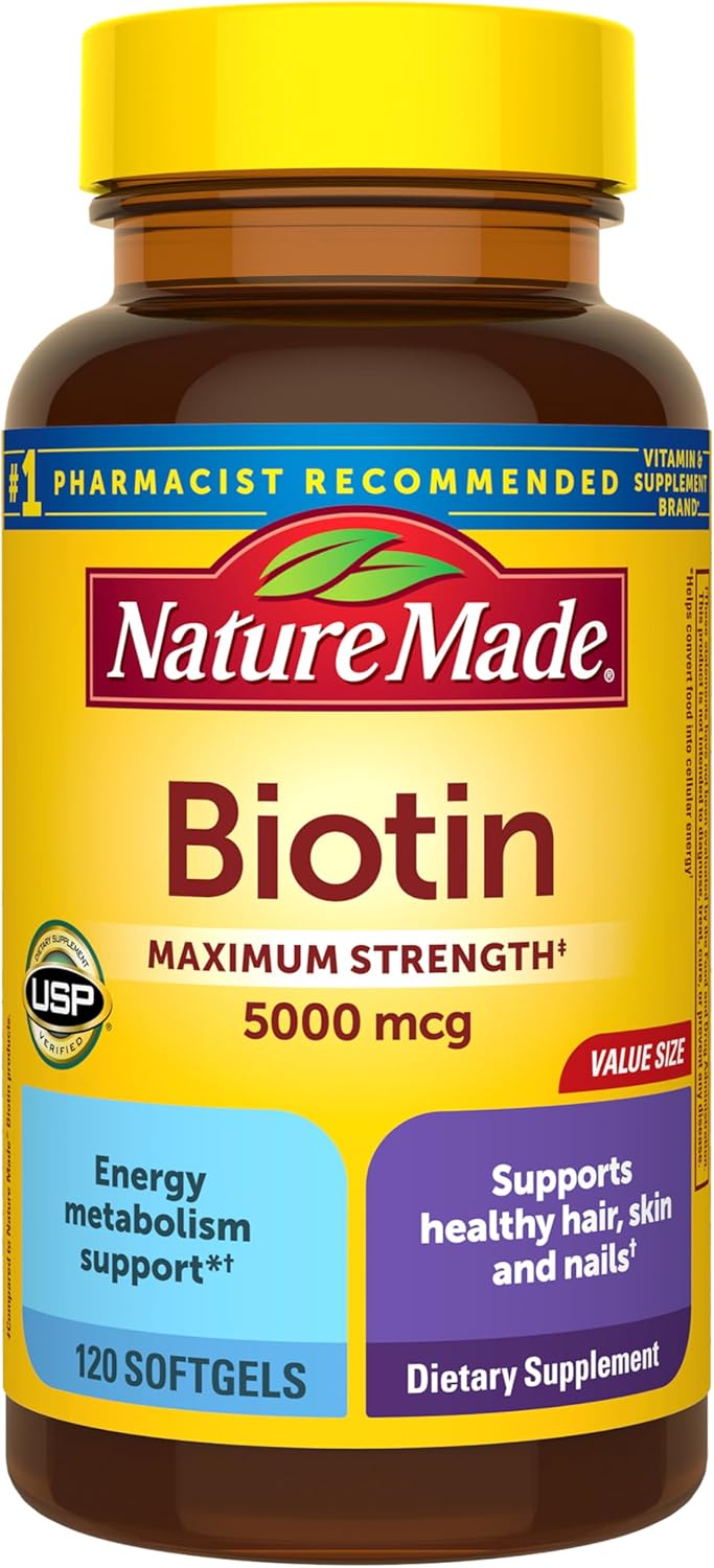 Biotina de fuerza máxima de Nature Made, tamaño grande, cápsulas lí...