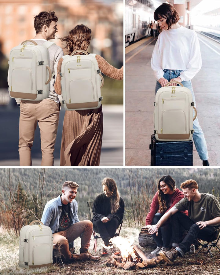 LOVEVOOK Mochila de viaje para mujeres y hombres, Beige-caqui, Moch...