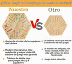 HOROW Wahoo - Juego de mesa original de madera de 23.6 pulgadas, clásico juego de pista rápida pintado de 2 lados para 4 jugadores y 6 jugadores con 30 canicas, 6 dados para noche de juegos familiares (extra grande)