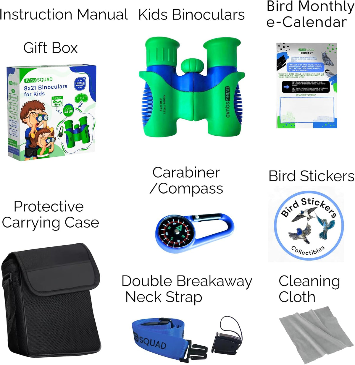 Binoculares para niños de 3 a 12 años, 8 x 21 pulgadas