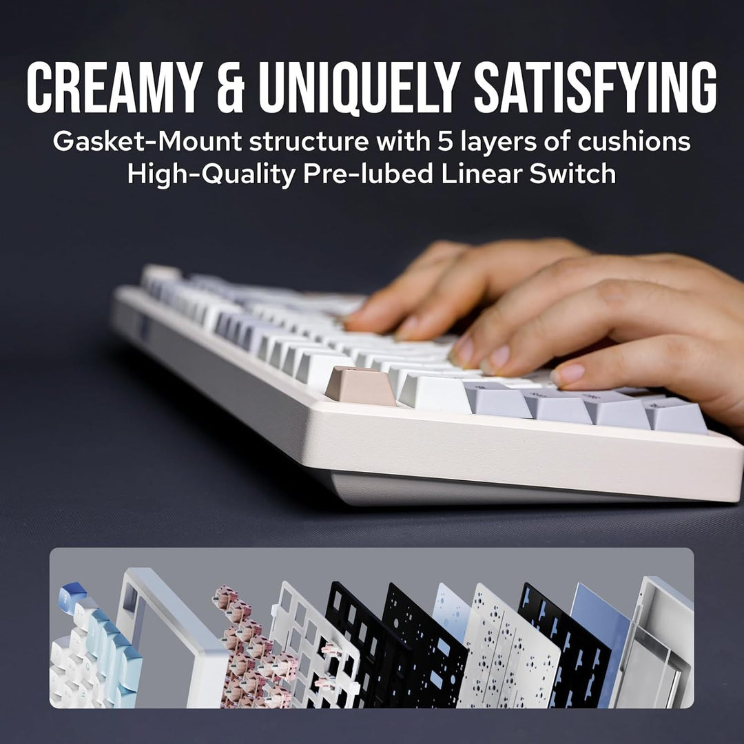 EPOMAKER Galaxy100 QMK\/VIA - Teclado inalámbrico para juegos, carc...