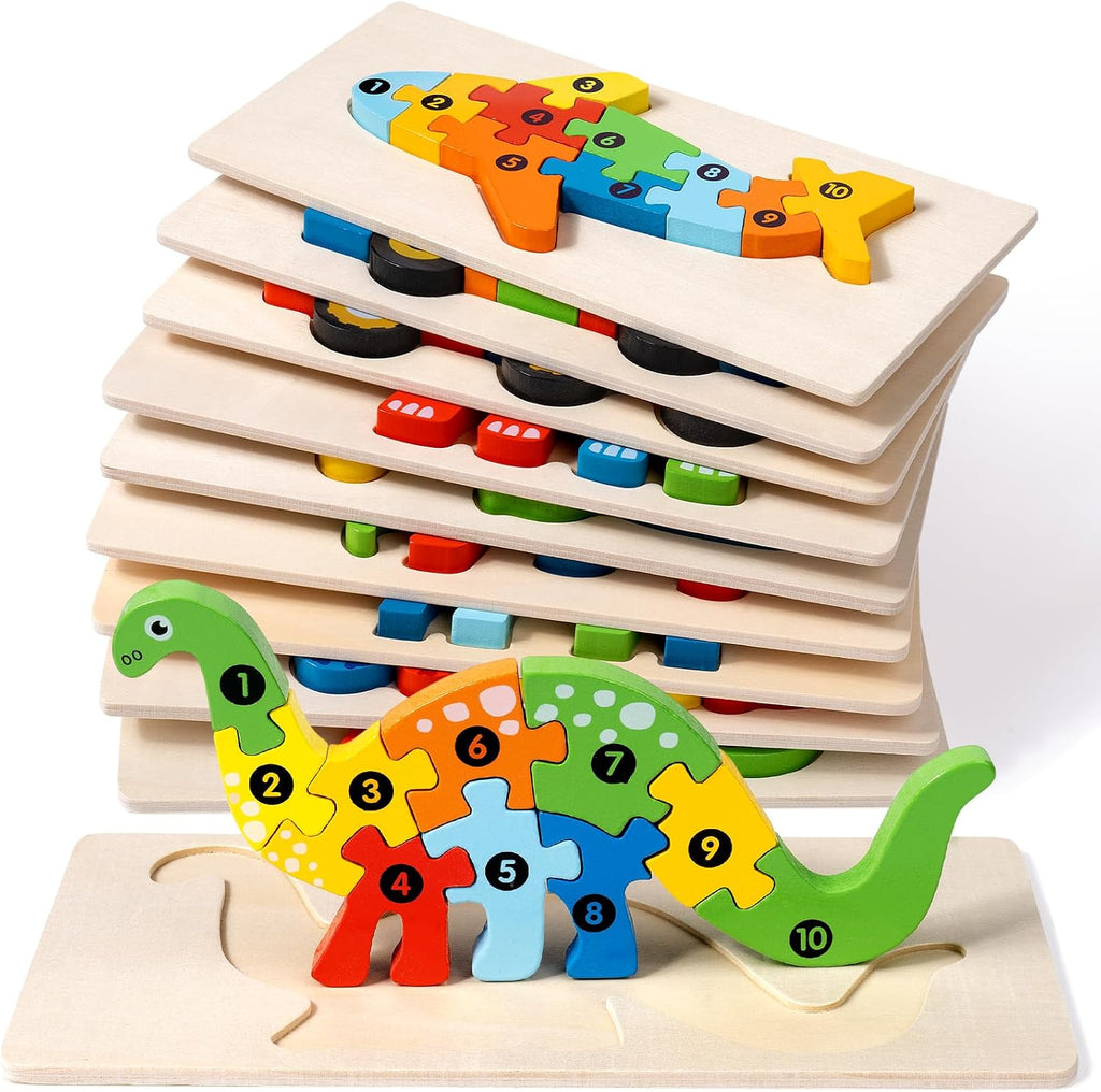 Paquete de 9 rompecabezas de madera para niños de 3 a 5 años, rompecabezas de animales Montessori