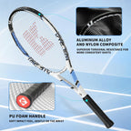 Juego de raqueta de tenis preencordada de 27 pulgadas con overgrips