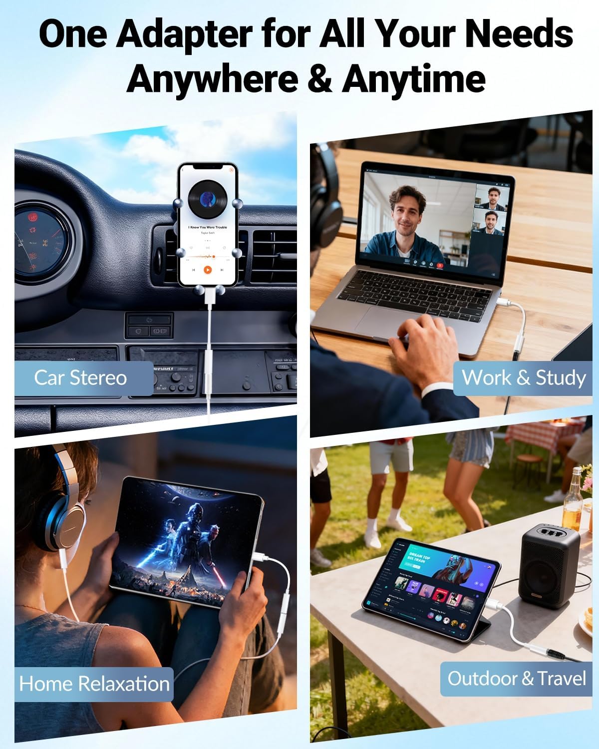 Adaptador USB C a conector de auriculares de 3.5mm para iPhone 15/16 Pro/Max, Dongle DAC de audio de alta resolución, convertidor de cable auxiliar de 3.5mm para Samsung Galaxy, iPad