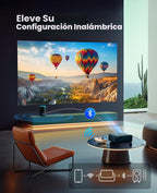 Proyector inteligente para exteriores con WiFi y Bluetooth, soporte 4K y doble altavoz