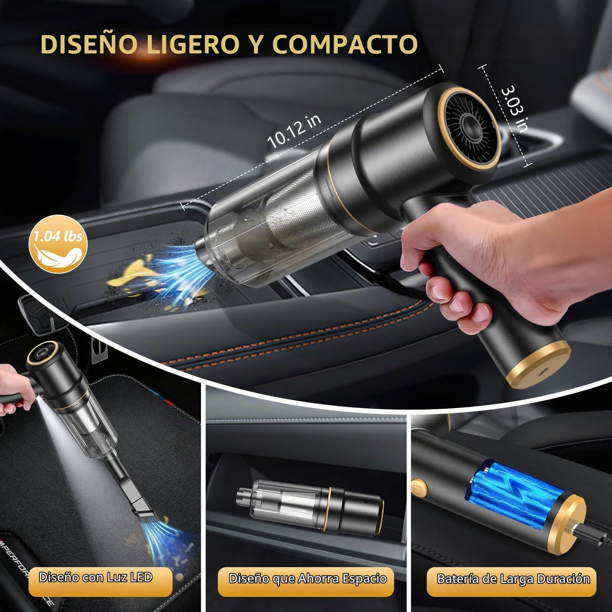 KMM Aspiradora de mano para coche, plumero de aire de 16000 PA y aspiradora