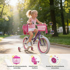 Bicicleta WinHope Fairy Girls con Asiento para Muñeca, Bicicleta Infantil de 12-20 Pulgadas para Edades 2-12