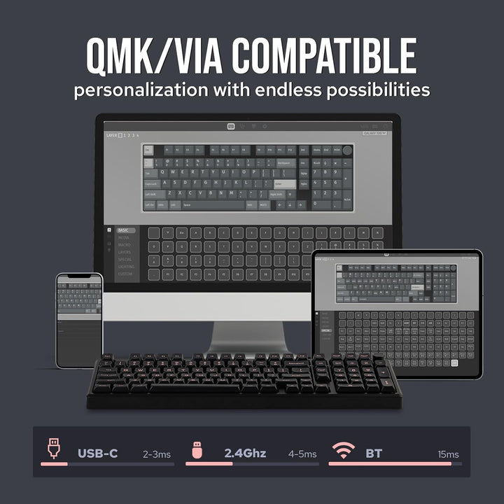 EPOMAKER Galaxy100 QMK\/VIA Wireless Gaming Keyboard, Aluminum Shel...