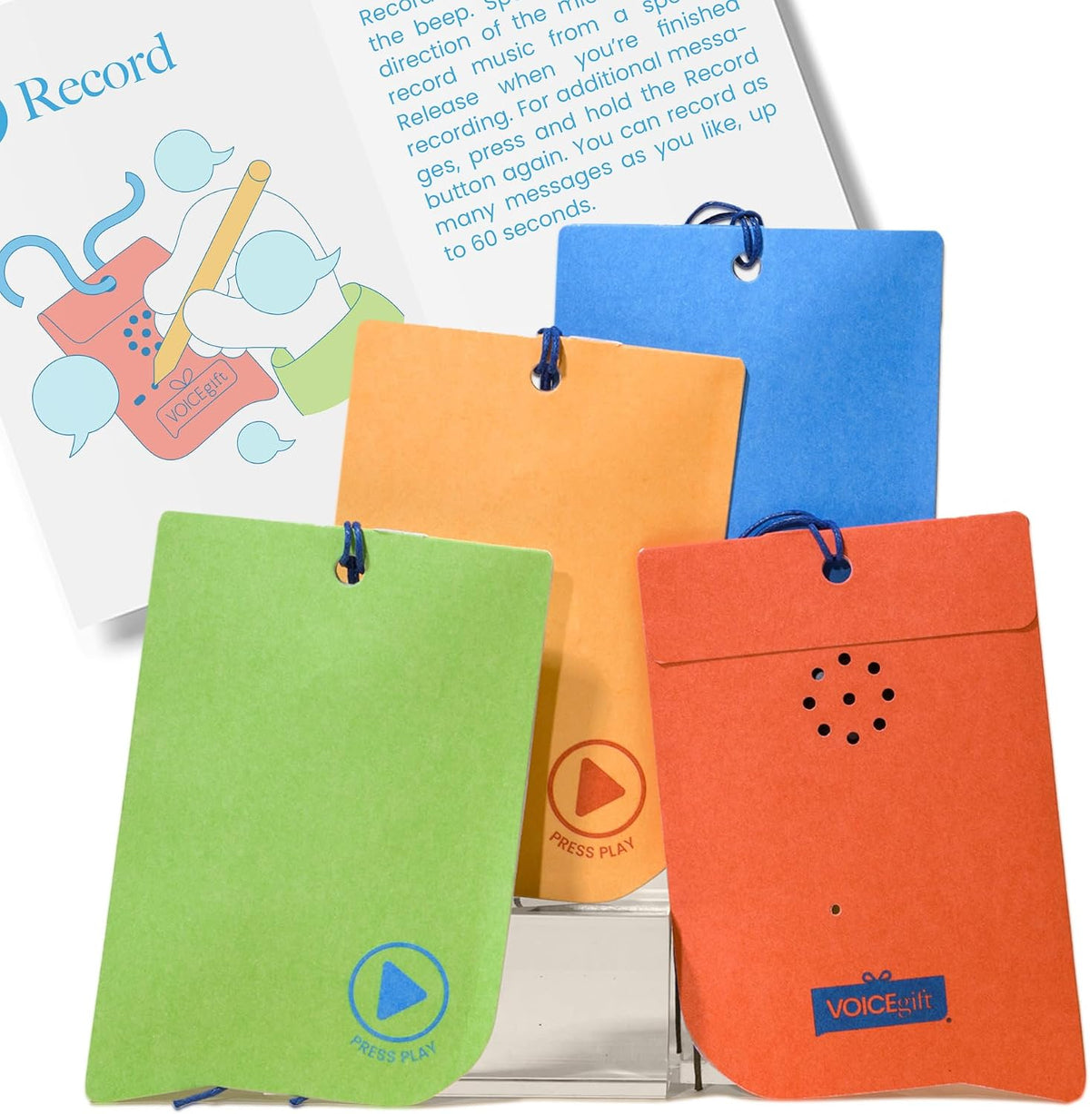 Grabadoras de audio de 60 segundos para regalo, etiquetas de regalo grabables de voz de regreso a clases para profesores y estudiantes, multicolor, paquete de 4