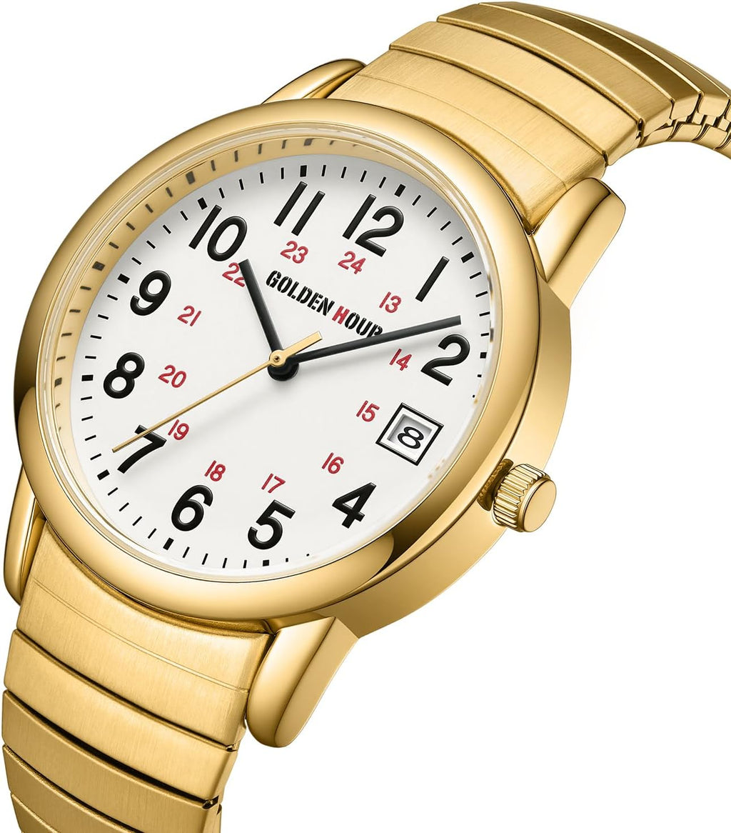 GOLDEN HOUR Relojes para Hombre de Lectura Fácil, Estilo Casual para Vestir