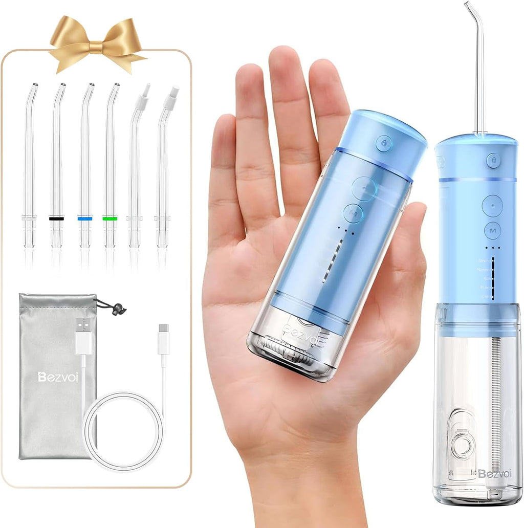 Bezvoi Mini irrigador dental portátil para viajes, 5 modos de hilo dental