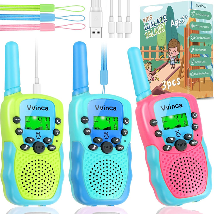 Vvinca Walkie Talkies para niños recargables, juguetes de radio de...