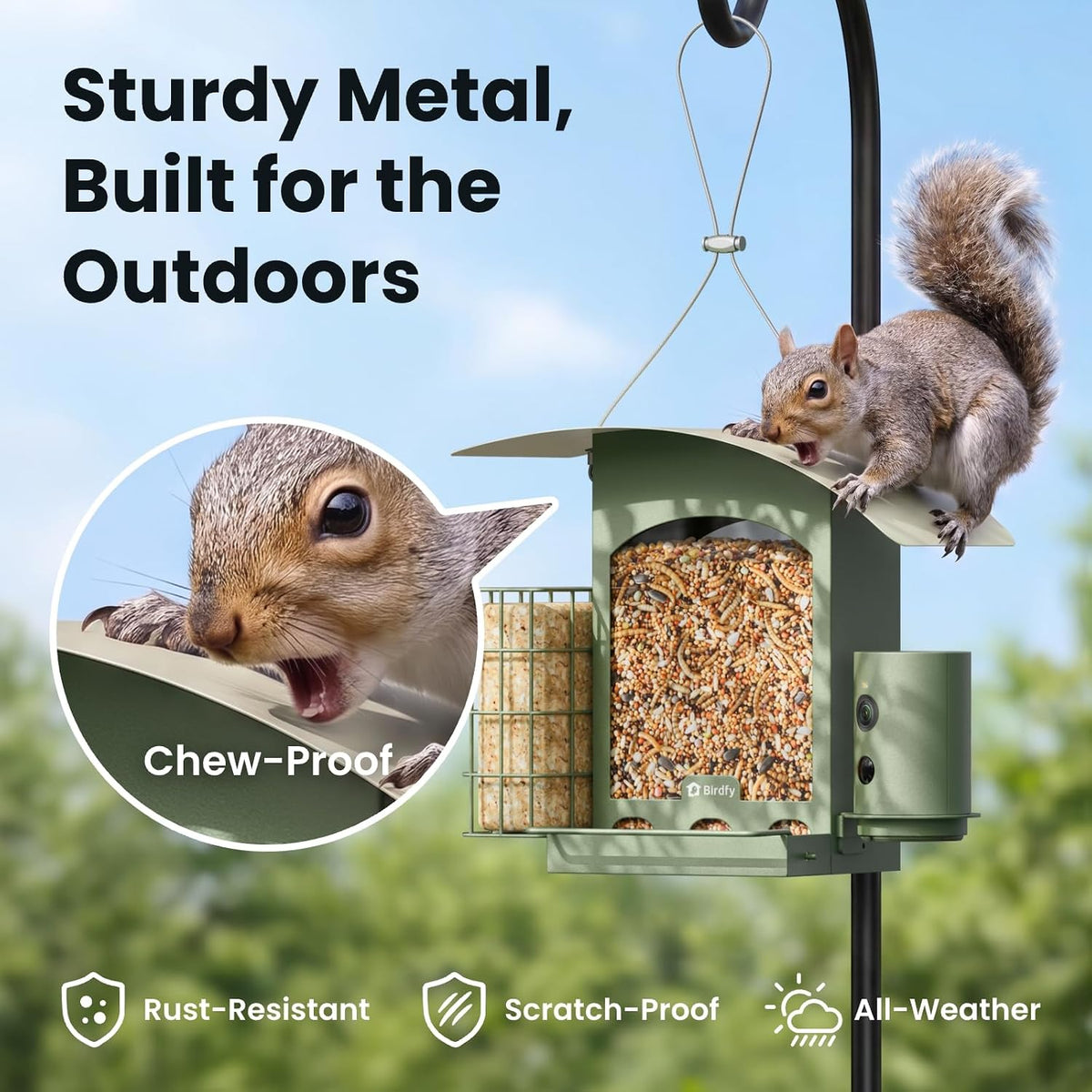 Comedero inteligente para aves Birdfy con cámara, comedero colgante solar