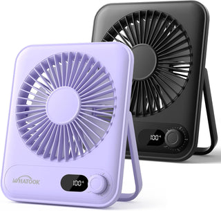 WHATOOK Paquete de 2 Ventiladores de Escritorio Pequeños: Batería d...