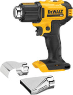 DEWALT Pistola de calor máxima de 20 V, inalámbrica, hasta 990 grados, 42 minutos de tiempo de funcionamiento, luz LED, pistola de calor con accesorios de boquilla plana y de gancho