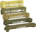Tribe Lifting Bandas de resistencia para entrenar hombres y mujeres – Juego de 5 bandas de dominadas para entrenamiento de fuerza, bandas de ejercicio con asas, anclaje de puerta y opciones de barra