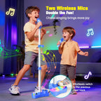 Máquina de karaoke de pie de juguete para niños de 3 a 5 4 a 6 5 a 7 años, regalos de Navidad y cumpleaños para niños de 3, 4, 5, 6, 7, 8 años, micrófono de karaoke recargable para niños con 2