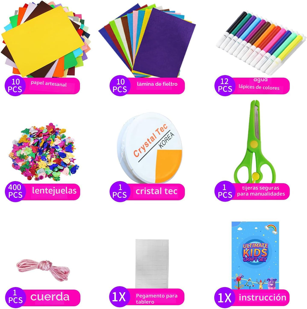 Itopstar 3000 suministros de manualidades para niños, suministros de manualidades en caja de arte de plástico de 3 capas, todo en uno de 8, 9, 10, 11 y 12 años, juego de suministros de manualidades para niñas y niños
