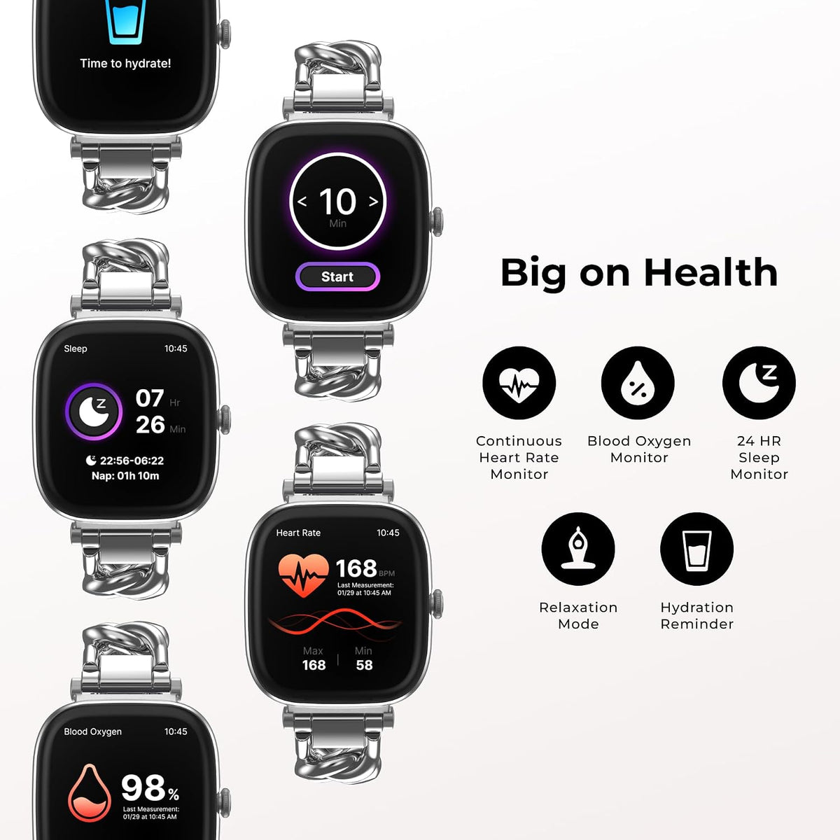 iTouch Belle - Reloj inteligente para mujer, pantalla AMOLED de 1.75 pulgadas, rastreador de actividad física con llamadas Bluetooth, frecuencia cardíaca y seguimiento del sueño, más de 60 modos deportivos, reloj inteligente impermeable IP68 para Android
