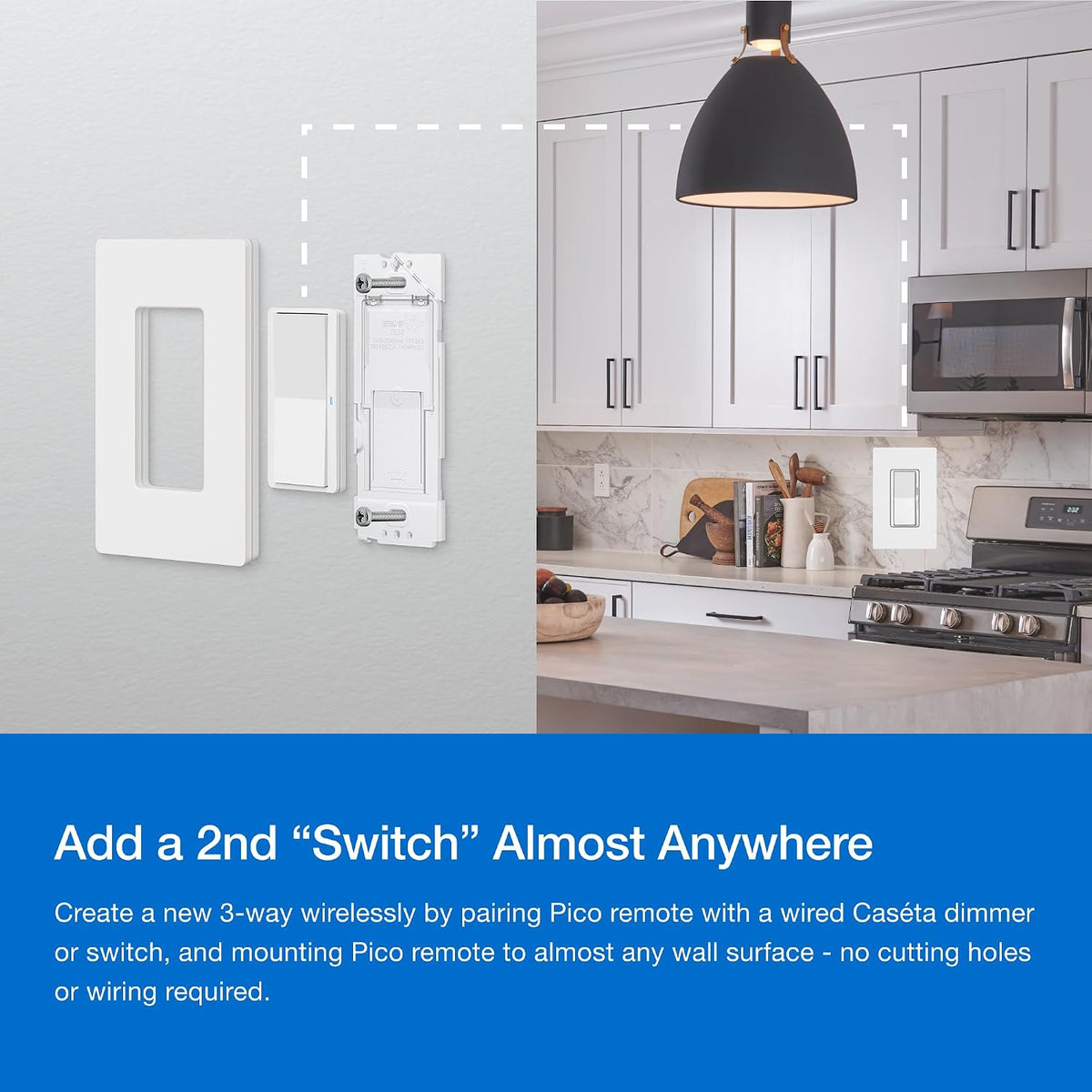 Lutron Caseta - Kit de atenuación inteligente de 3 vías; Diva Dimmer y Paddle Wireless Remote