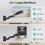 MOUNT PRO Soporte de pared largo para laptop, soporte de pared extendido