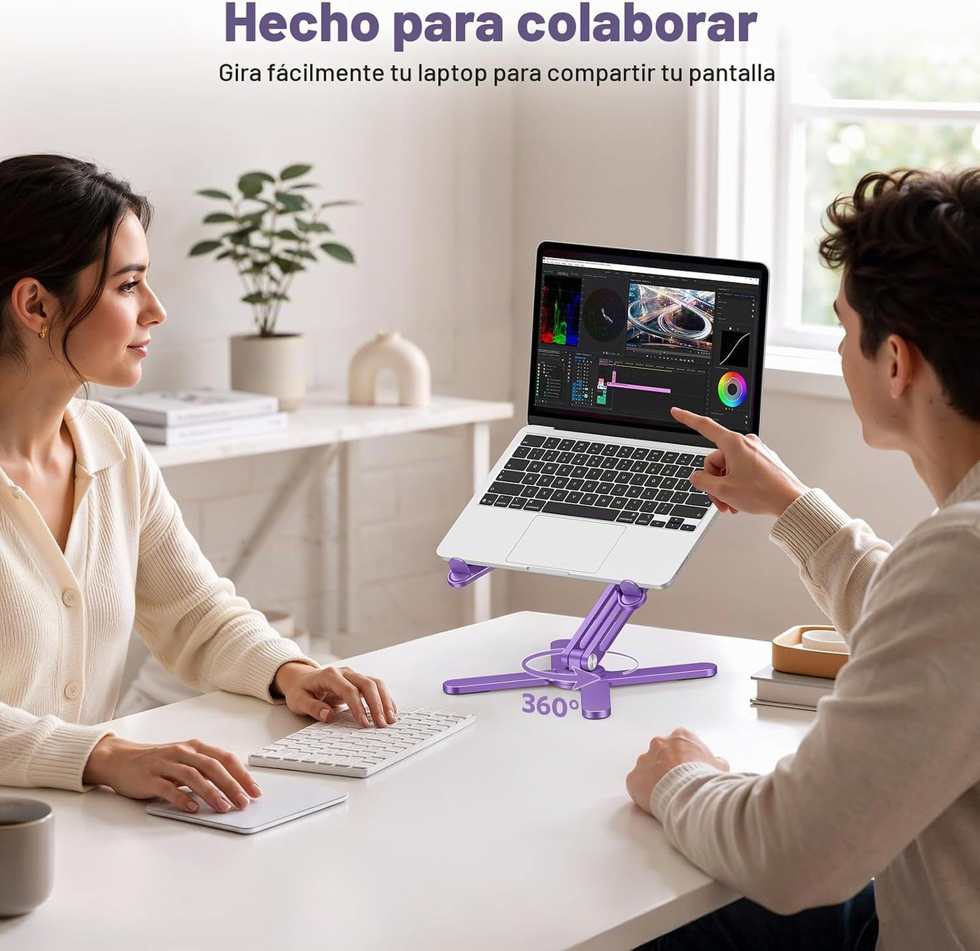 OMOTON Soporte elevador giratorio de 360° para laptop, soporte ergo...