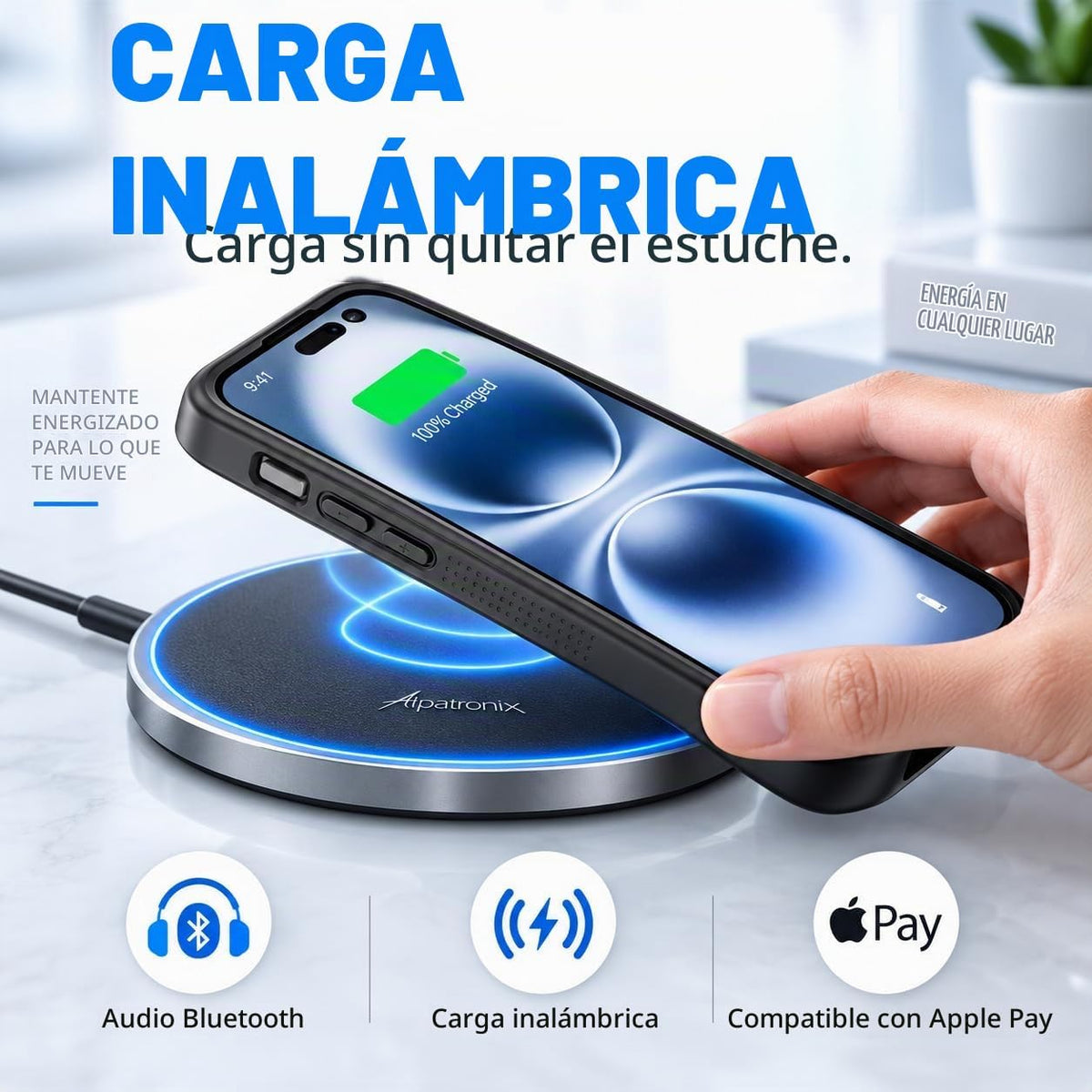 Alpatronix Funda de batería para iPhone 18 Pro Max, funda de carga inalámbrica delgada y portátil, funda de cargador extendida, carga rápida de 15 W, negro mate de alta capacidad