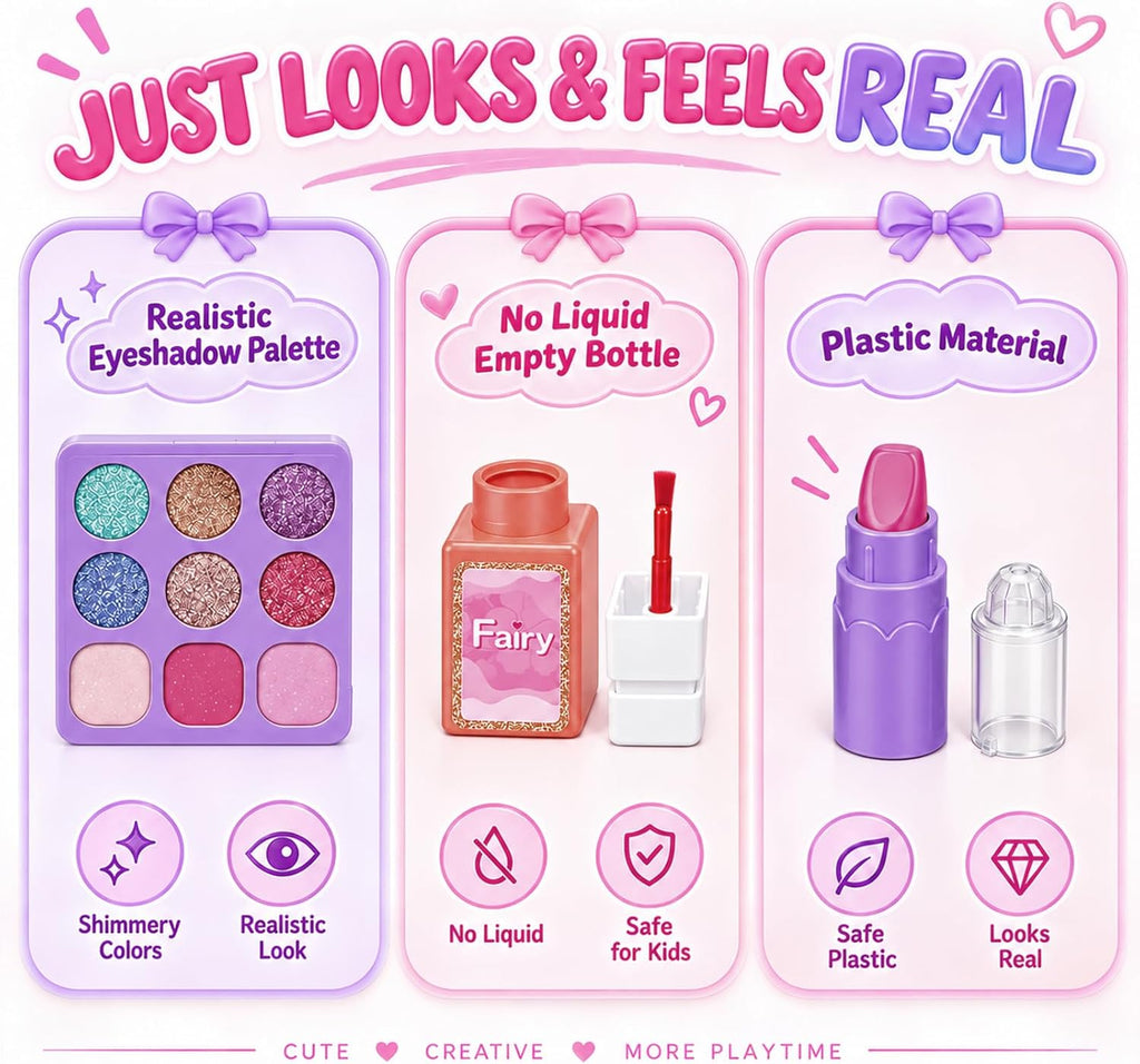 Juego de maquillaje falso para niños y niñas pequeñas de 3 a 5 a 8 años